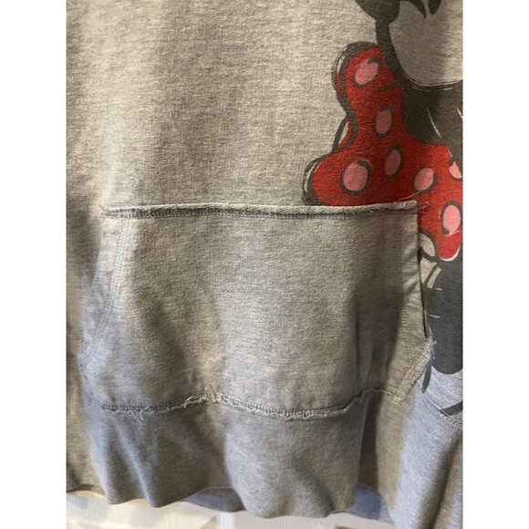 Disney Parks Sweatshirt Womens Sz L Minnie Mouse Hooded grey Pullover Hoodie - Picture 3 of 9